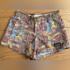 Patagonia Kids Animal-Print Shorts in Pink, Blue & Yellow